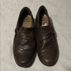 Earth Origins Brown Leather Slip-On Shoes